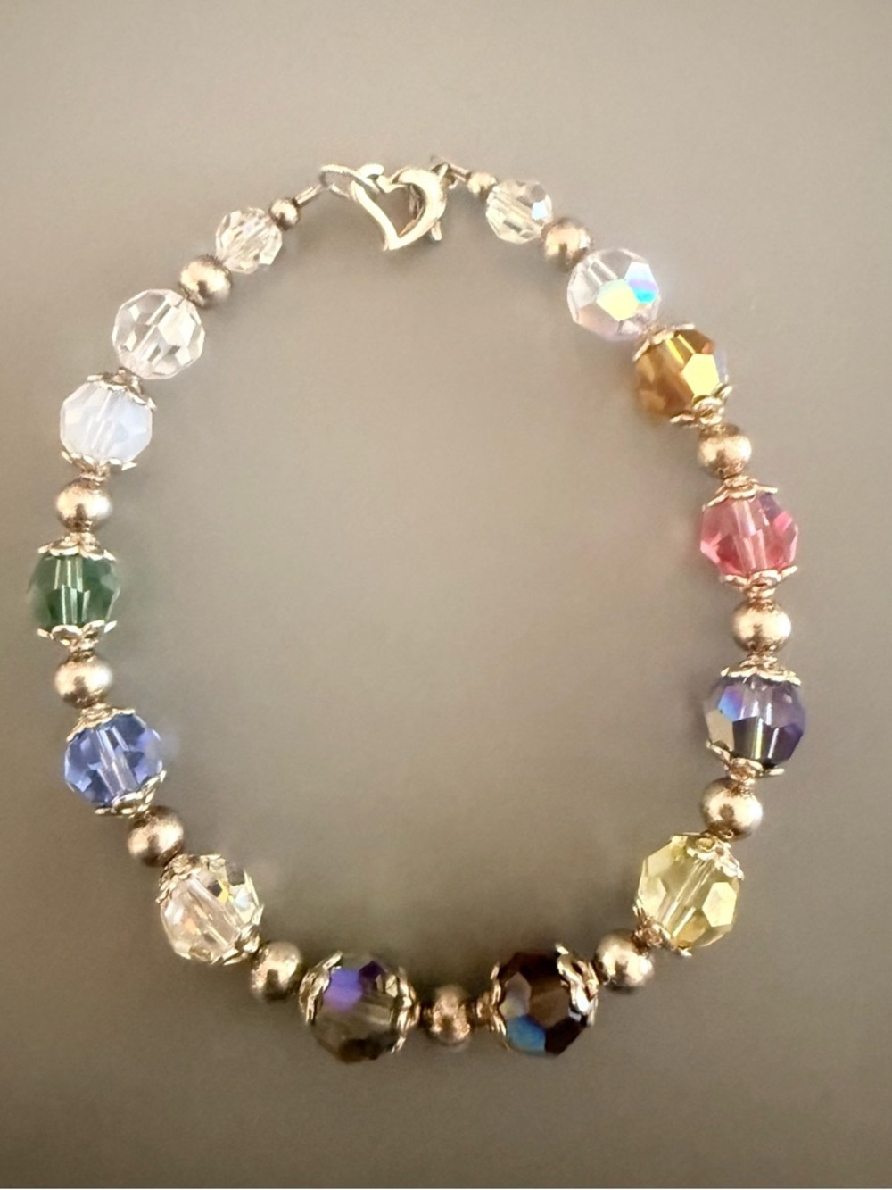 Sterling Silver Crystal Bracelet Heart Clasp SO PRETTY 🦋